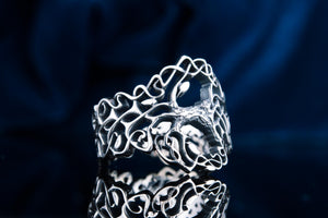 Yggdrasil Ring with Ornament Sterling Silver Unique Norse Jewelry - vikingworkshop