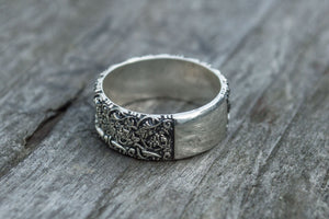 Ring with Flower Ornament Sterling Silver Unique Handmade Jewelry - vikingworkshop