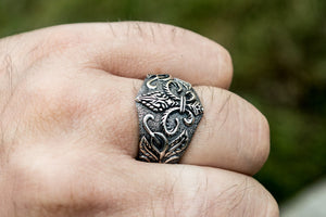 Ring with Heraldic Lilia Sterling Silver Handcrafted Jewelry - vikingworkshop