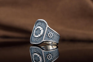 Ring with Lifebuoy Sterling Silver Handcrafted Jewelry - vikingworkshop