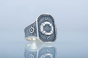 Ring with Lifebuoy Sterling Silver Handcrafted Jewelry - vikingworkshop