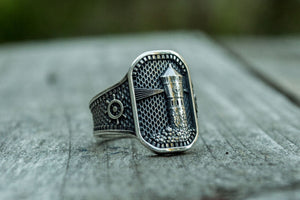 Ring with Lighthouse Sterling Silver Handcrafted Jewelry - vikingworkshop