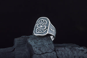 Ring with Steering Wheel Sterling Silver Handcrafted Jewelry - vikingworkshop