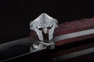 Spartan Helmet Ring Sterling Silver Handcrafted Jewelry - vikingworkshop