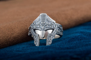 Spartan Helmet Ring Sterling Silver Handcrafted Jewelry - vikingworkshop