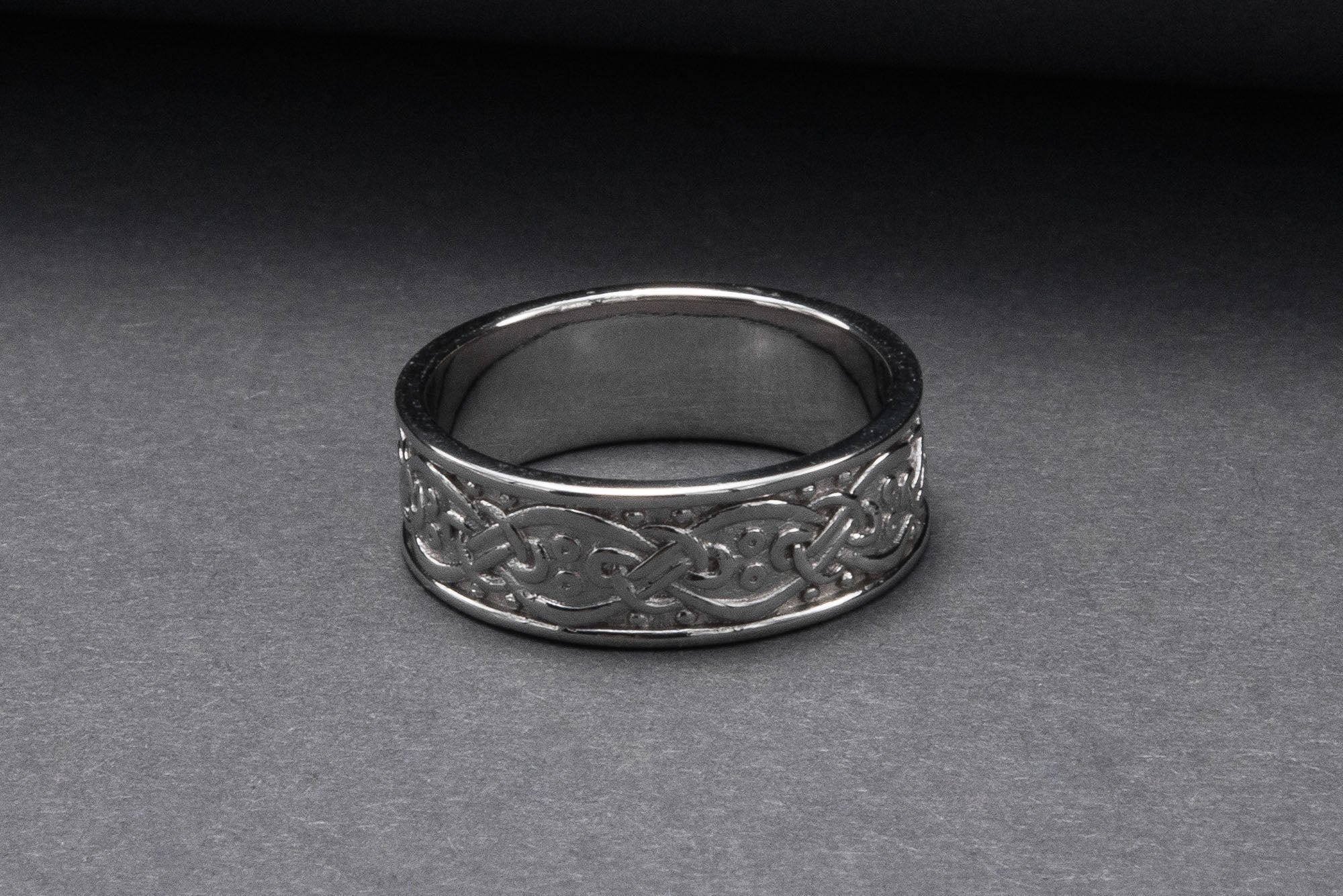 950 Platinum Ornament Ring, Unique Handcrafted Jewelry - vikingworkshop