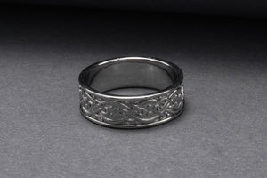 950 Platinum Ornament Ring, Unique Handcrafted Jewelry - vikingworkshop