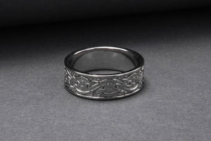 950 Platinum Ornament Ring, Unique Handcrafted Jewelry - vikingworkshop