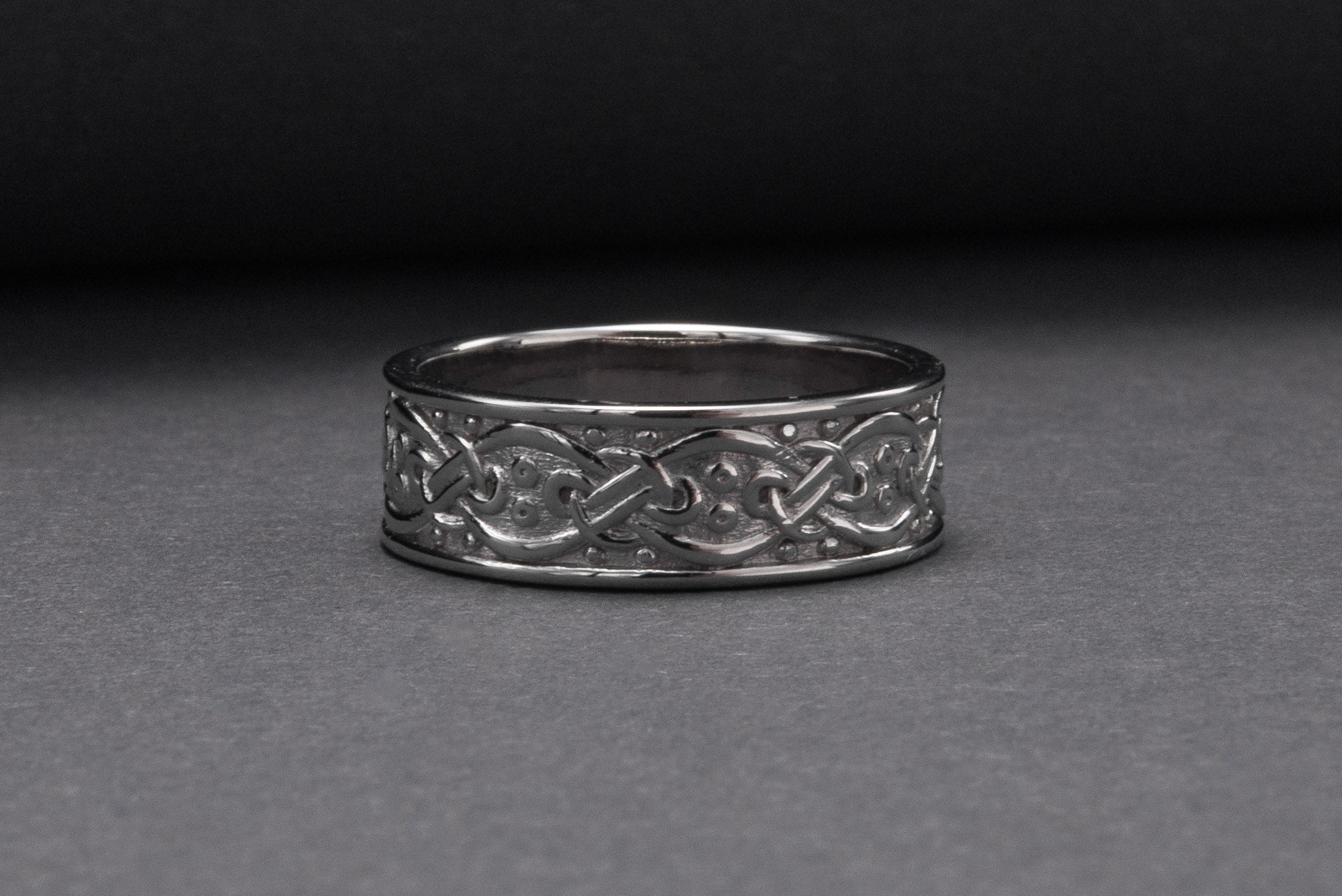 950 Platinum Ornament Ring, Unique Handcrafted Jewelry - vikingworkshop