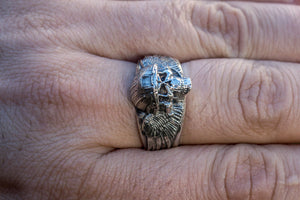 Ring with Skull Sterling Silver Handcrafted Jewelry - vikingworkshop