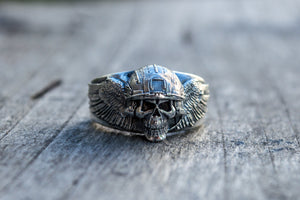 Ring with Skull Sterling Silver Handcrafted Jewelry - vikingworkshop