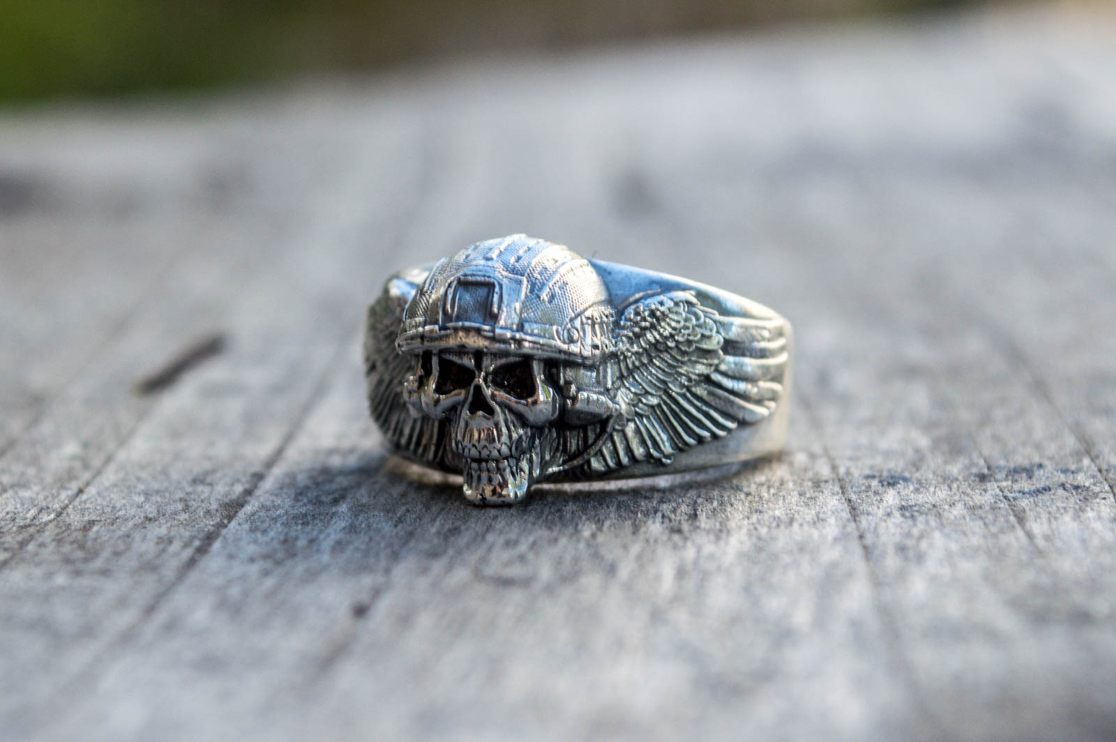 Ring with Skull Sterling Silver Handcrafted Jewelry - vikingworkshop