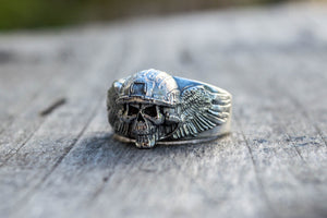 Ring with Skull Sterling Silver Handcrafted Jewelry - vikingworkshop