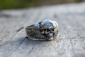 Ring with Skull Sterling Silver Handcrafted Jewelry - vikingworkshop