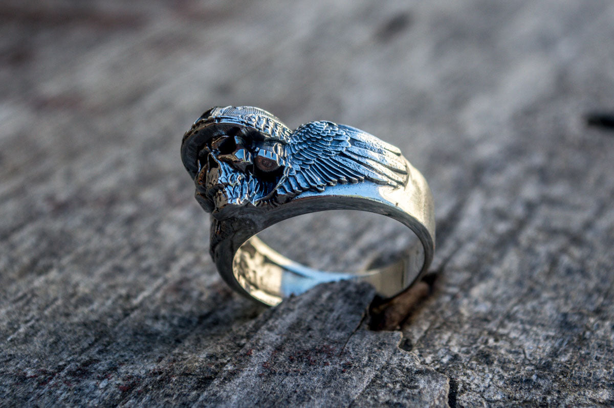 Ring with Skull Sterling Silver Handcrafted Jewelry - vikingworkshop