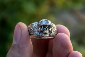 Ring with Skull Sterling Silver Handcrafted Jewelry - vikingworkshop