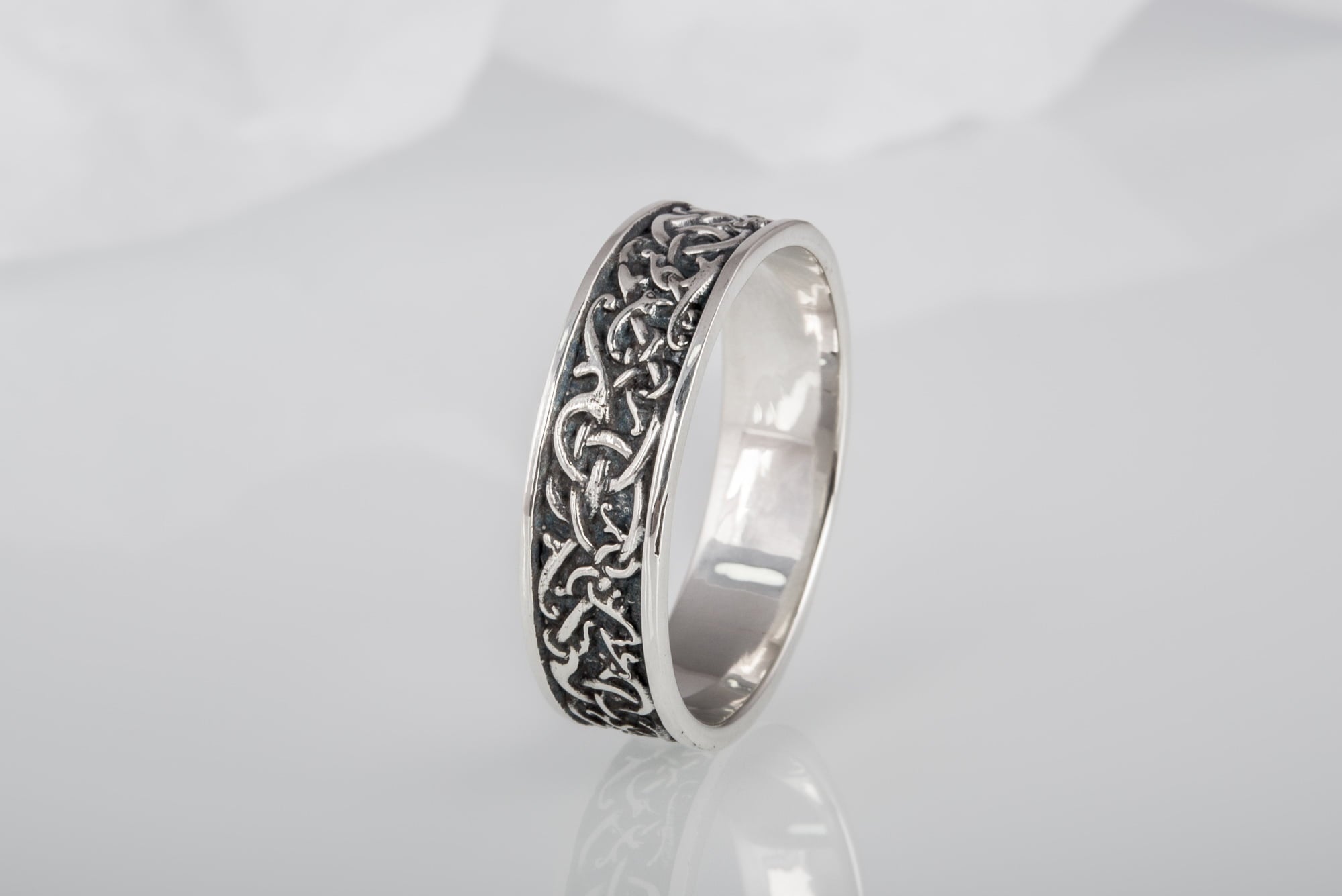 Norse Ornament Ring Sterling Silver Handcrafted Jewelry - vikingworkshop