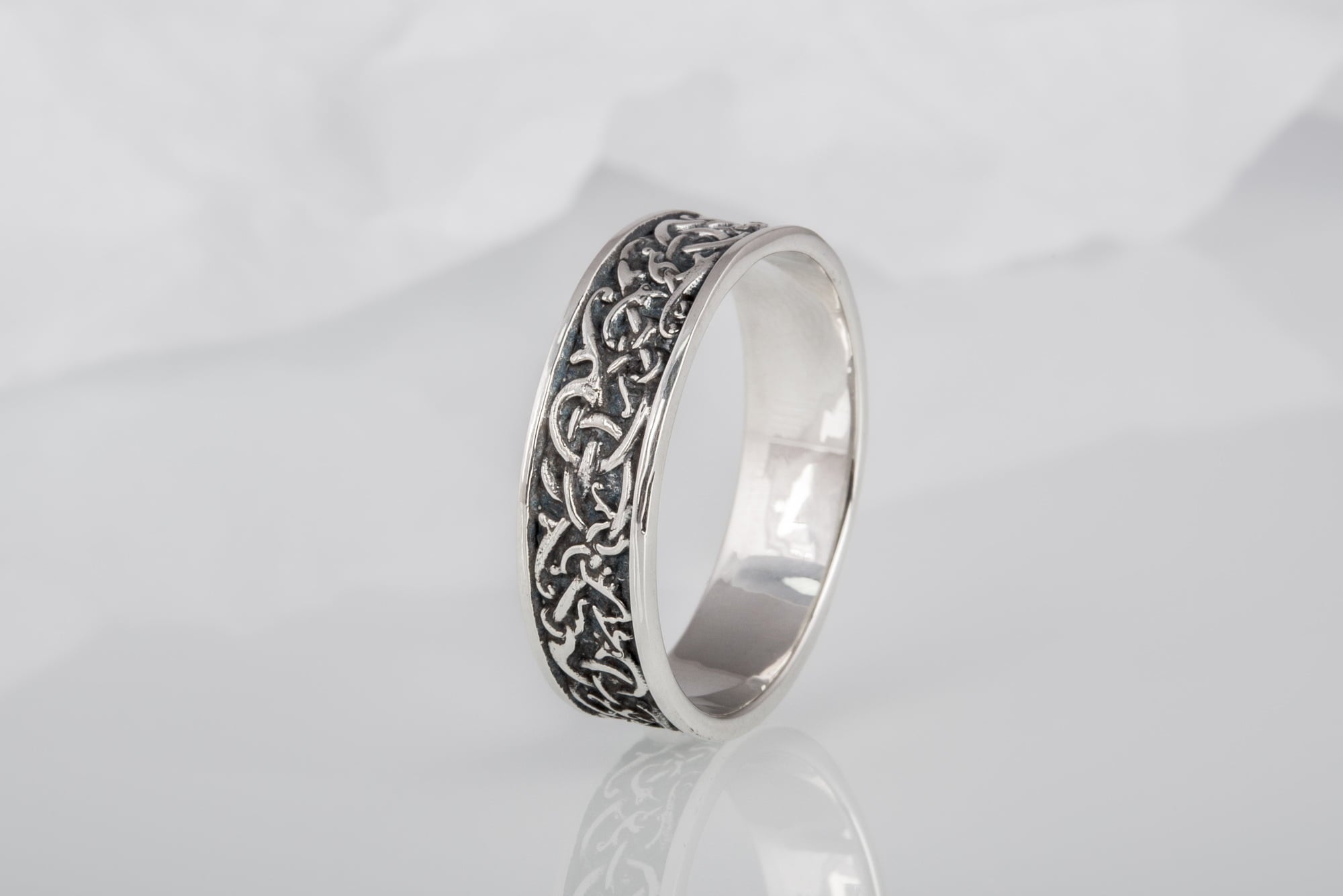 Norse Ornament Ring Sterling Silver Handcrafted Jewelry - vikingworkshop