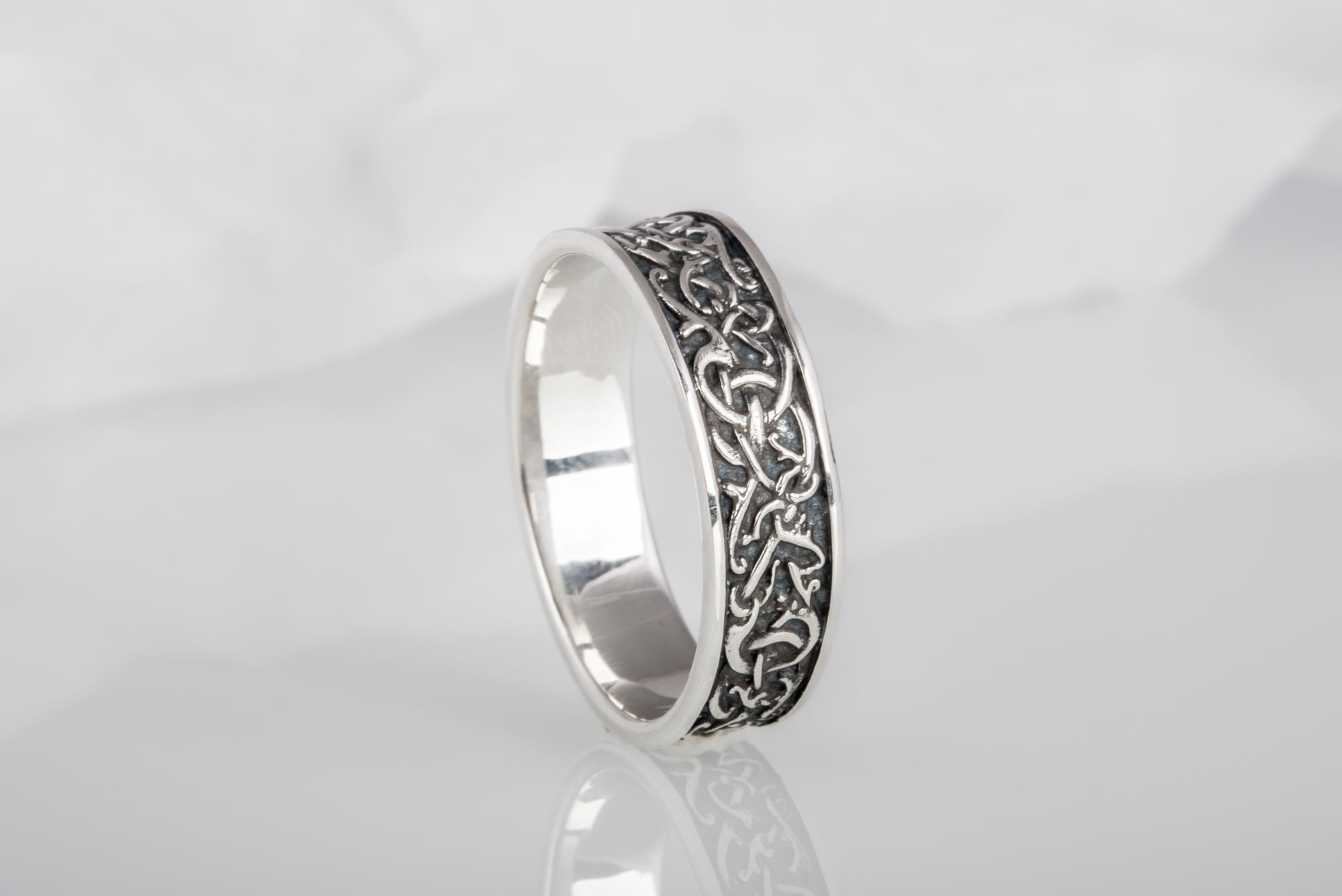 Norse Ornament Ring Sterling Silver Handcrafted Jewelry - vikingworkshop