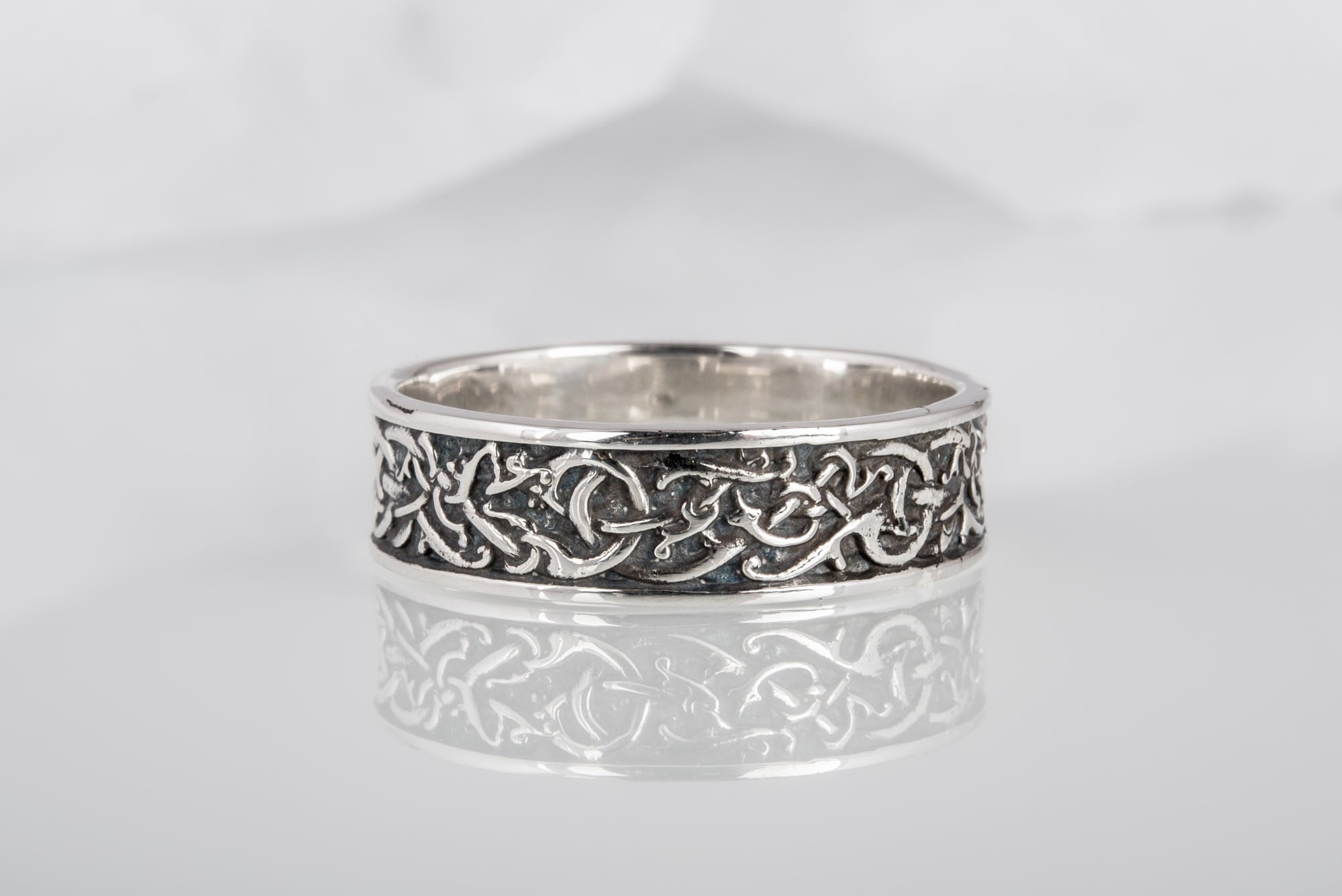 Norse Ornament Ring Sterling Silver Handcrafted Jewelry - vikingworkshop