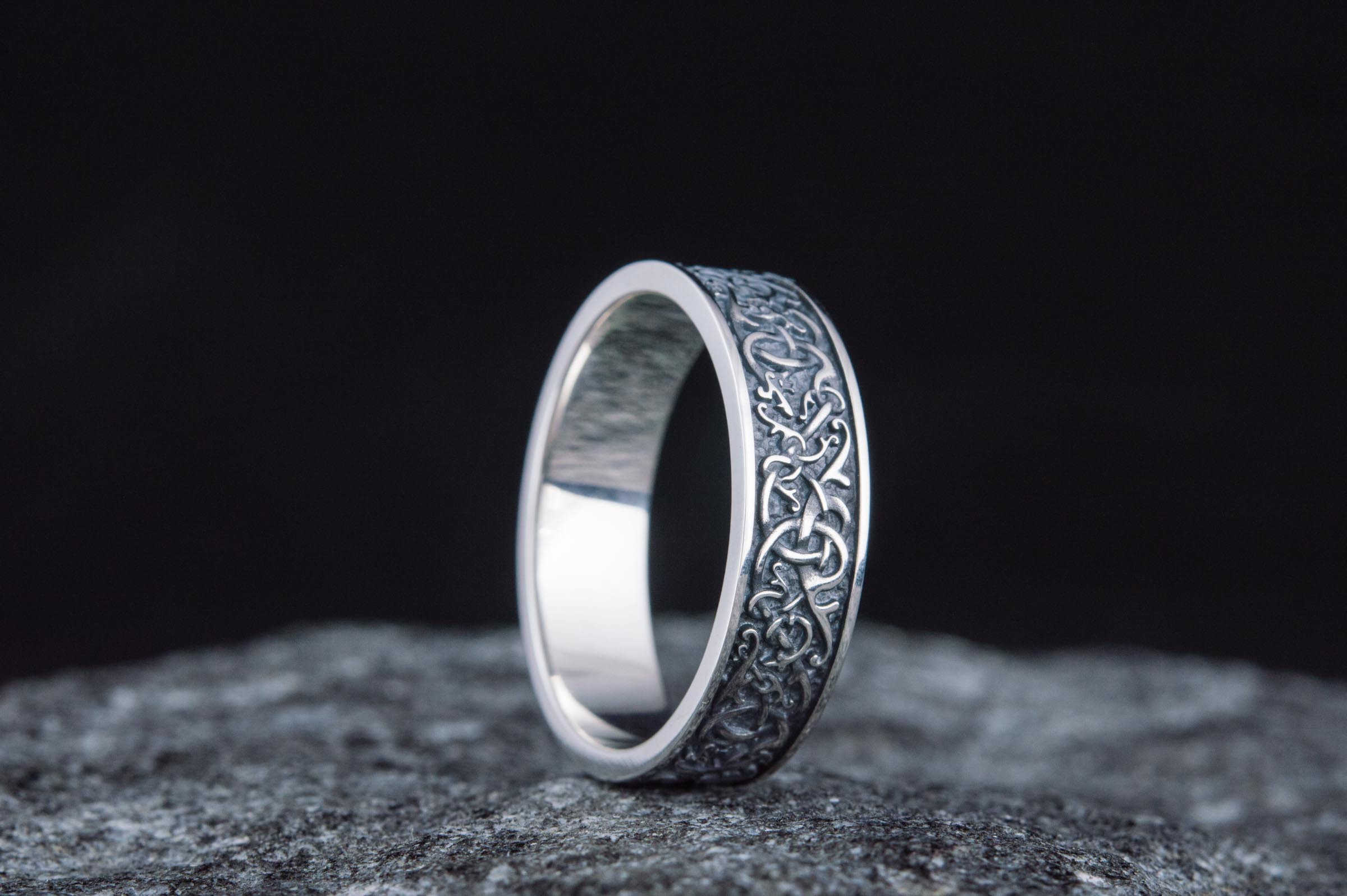 Norse Ornament Ring Sterling Silver Handcrafted Jewelry - vikingworkshop