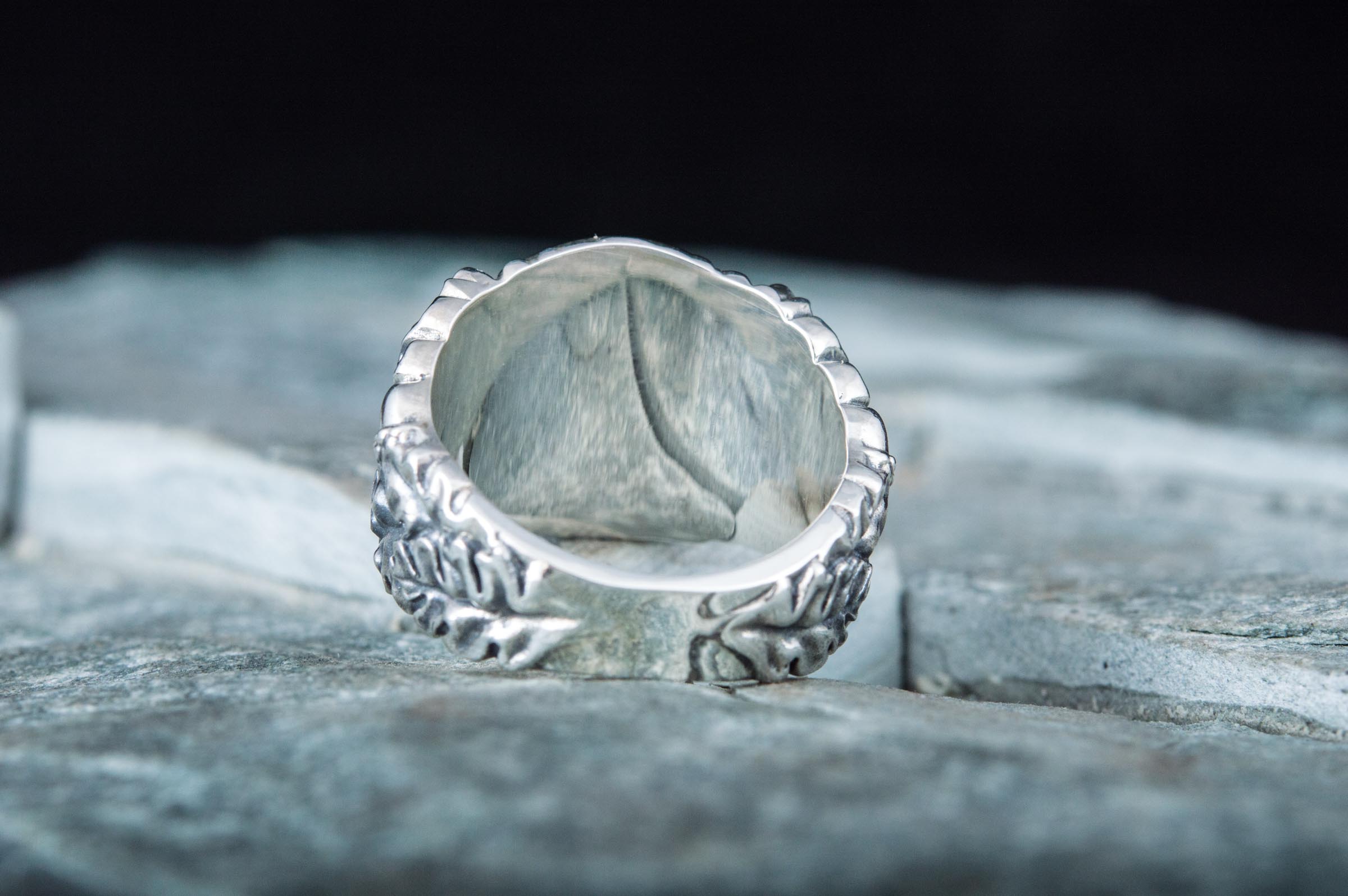 Berserker Ring with Bear Sterling Silver Handcrafted Jewelry - vikingworkshop