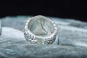 Berserker Ring with Bear Sterling Silver Handcrafted Jewelry - vikingworkshop