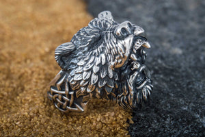 Berserker Ring with Bear Sterling Silver Handcrafted Jewelry - vikingworkshop