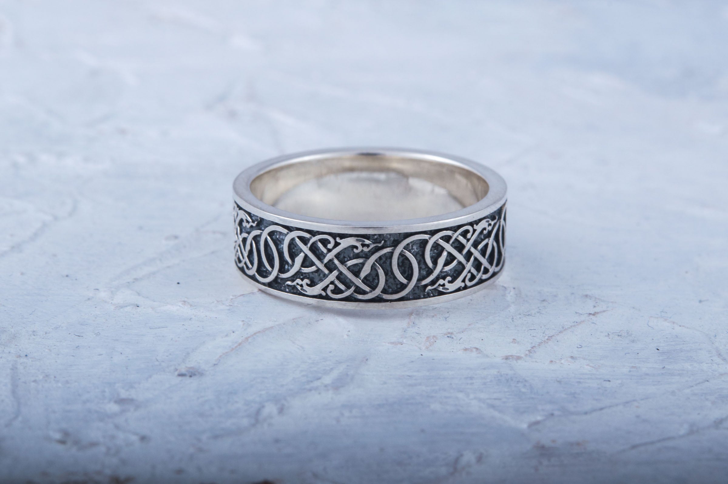 Urnes Ornament Ring Sterling Silver Handcrafted Jewelry - vikingworkshop