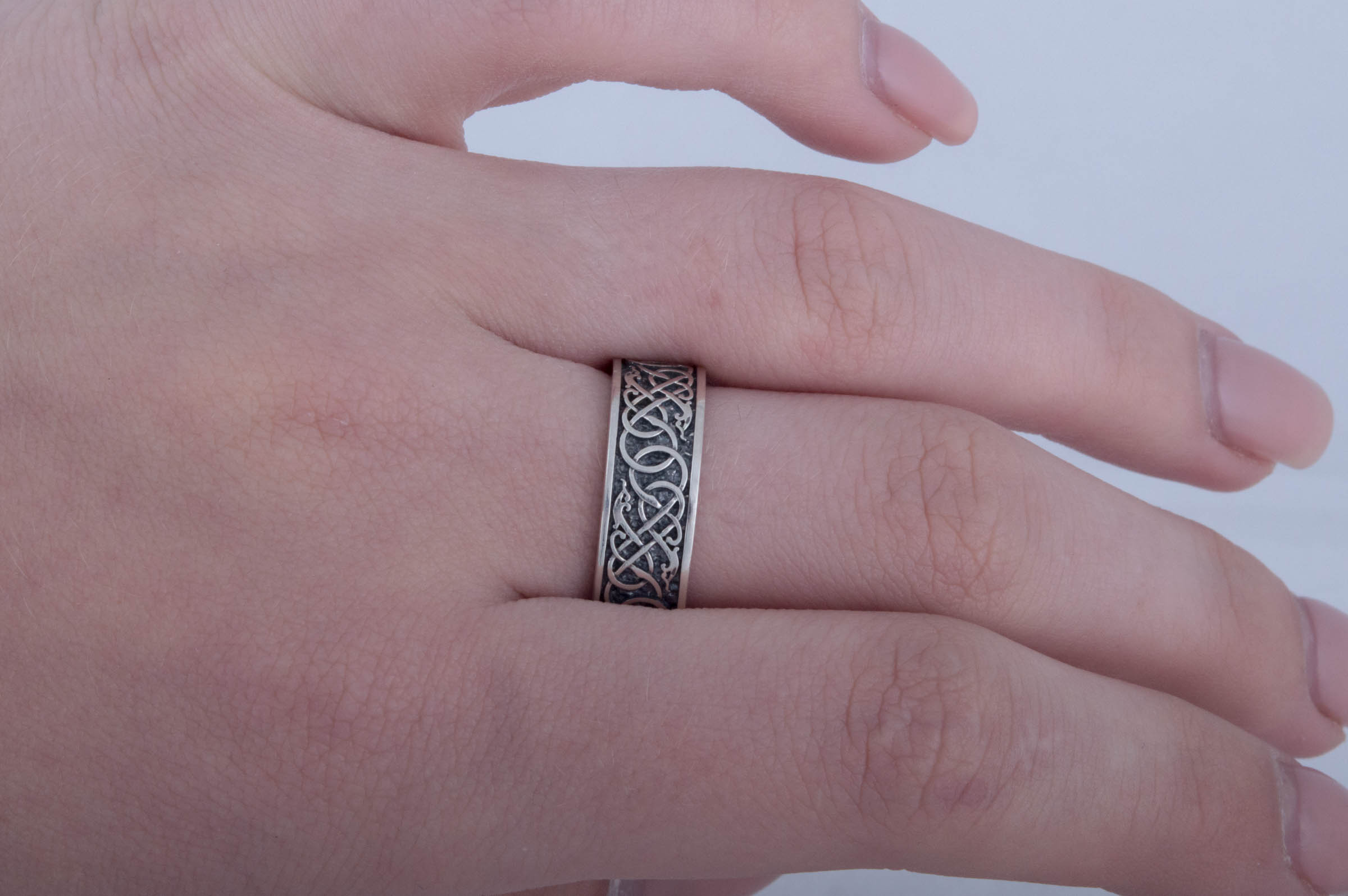 Urnes Ornament Ring Sterling Silver Handcrafted Jewelry - vikingworkshop