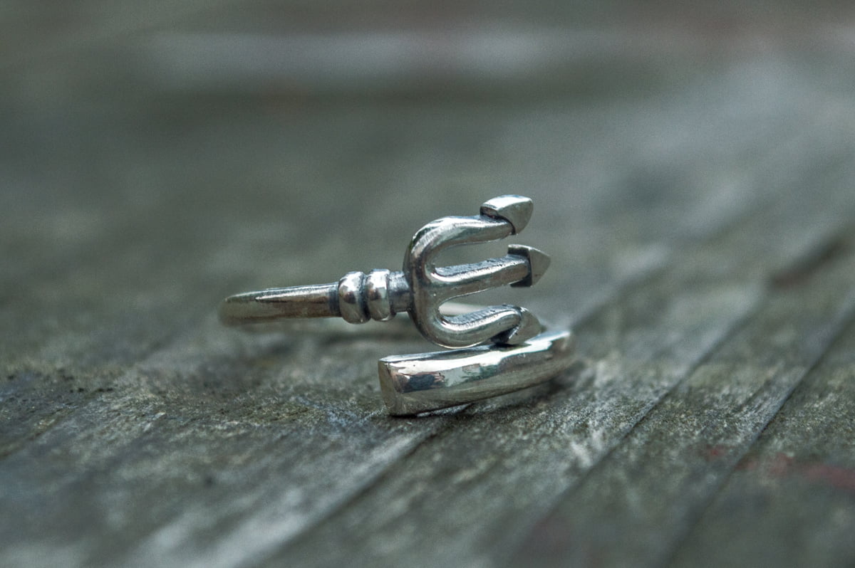 Trident Ring Sterling Silver Handmade Unique Jewelry - vikingworkshop