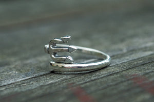 Trident Ring Sterling Silver Handmade Unique Jewelry - vikingworkshop
