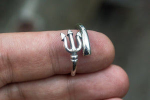 Trident Ring Sterling Silver Handmade Unique Jewelry - vikingworkshop