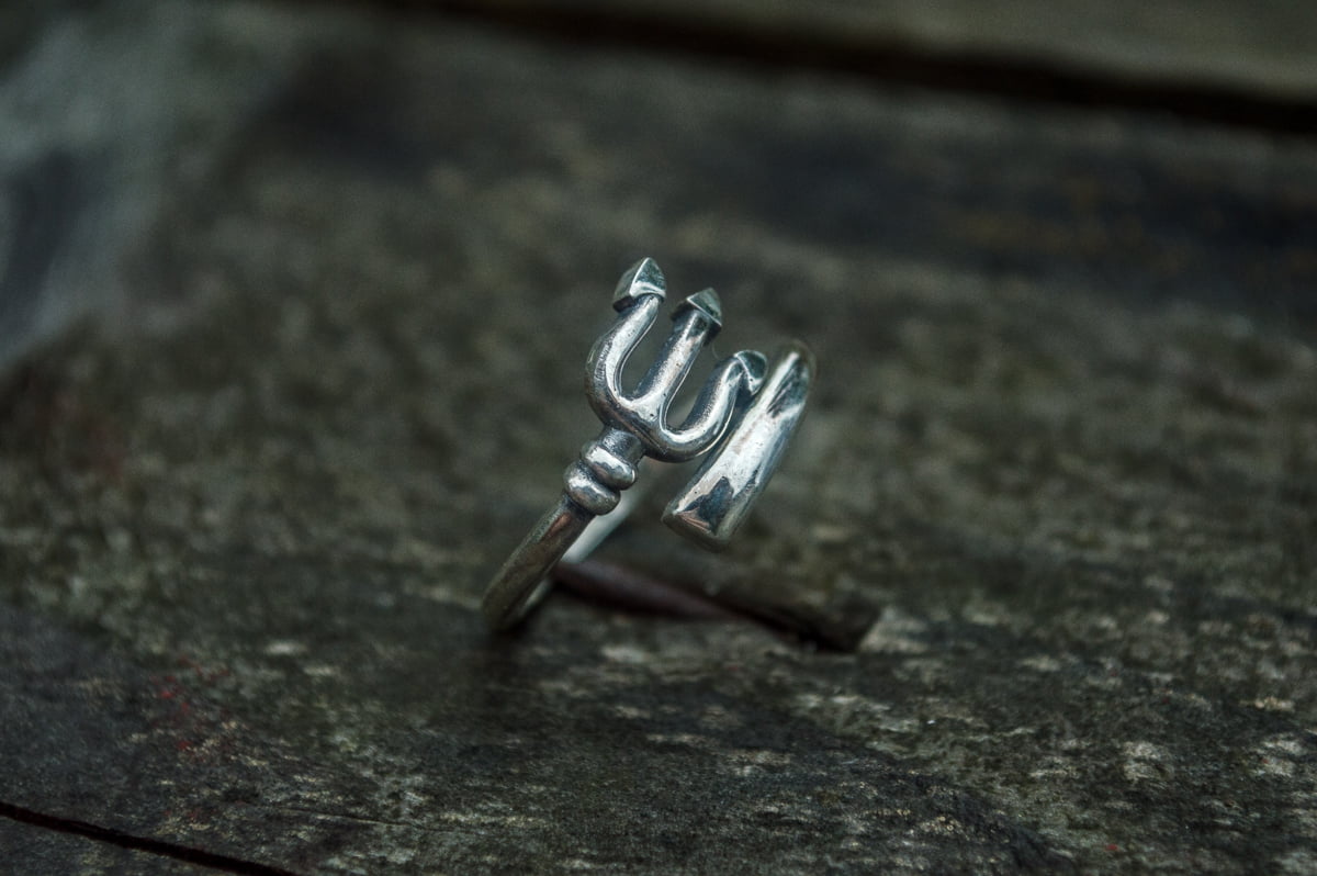 Trident Ring Sterling Silver Handmade Unique Jewelry - vikingworkshop