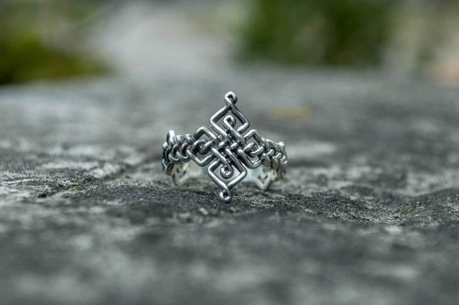 Unique Handcrafted Ornament Ring Sterling Silver Viking Jewelry - vikingworkshop