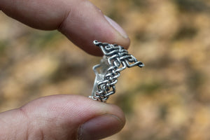 Unique Handcrafted Ornament Ring Sterling Silver Viking Jewelry - vikingworkshop