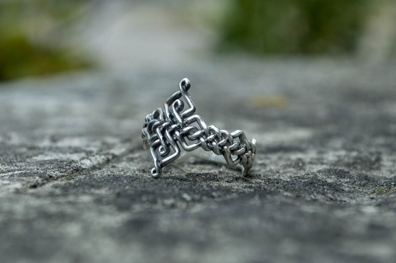 Unique Handcrafted Ornament Ring Sterling Silver Viking Jewelry - vikingworkshop