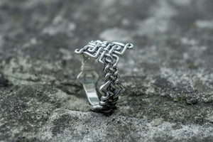 Unique Handcrafted Ornament Ring Sterling Silver Viking Jewelry - vikingworkshop