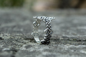 Unique Handcrafted Ornament Ring Sterling Silver Viking Jewelry - vikingworkshop