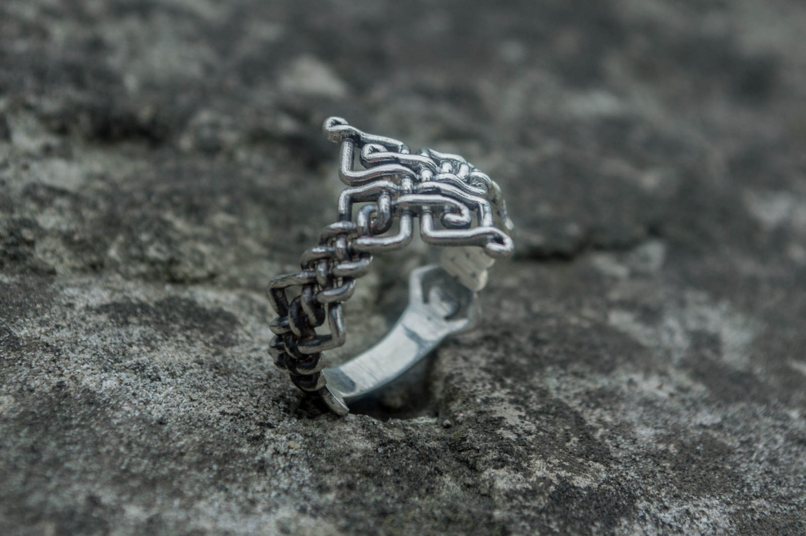 Unique Handcrafted Ornament Ring Sterling Silver Viking Jewelry - vikingworkshop