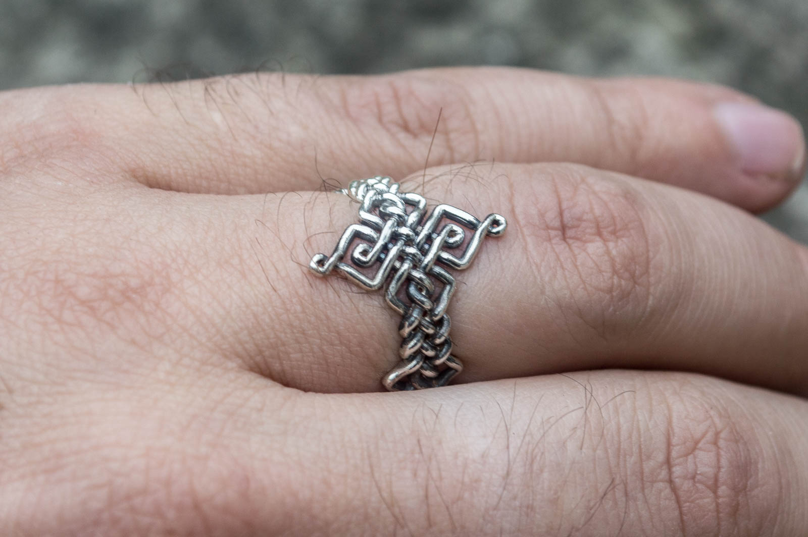 Unique Handcrafted Ornament Ring Sterling Silver Viking Jewelry - vikingworkshop