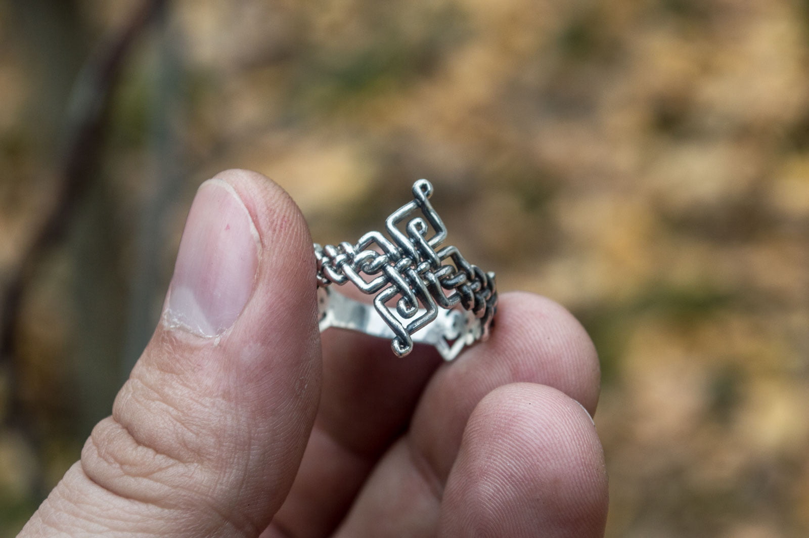 Unique Handcrafted Ornament Ring Sterling Silver Viking Jewelry - vikingworkshop