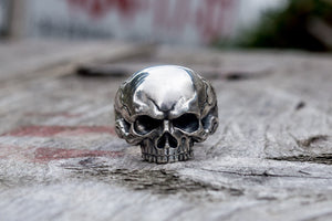 Skull Biker Ring Sterling Silver Handcrafted Jewelry - vikingworkshop