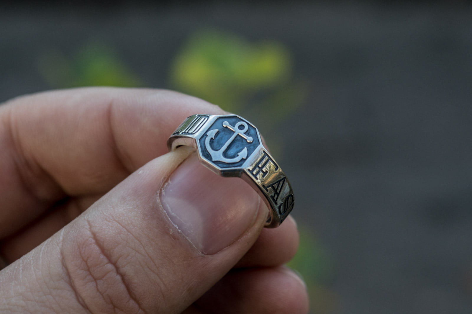 Ring with Anchor Symbol Sterling Silver Unique Handmade Jewelry