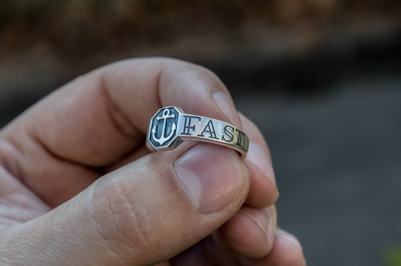 Ring with Anchor Symbol Sterling Silver Unique Handmade Jewelry - vikingworkshop