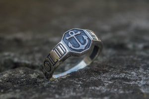 Ring with Anchor Symbol Sterling Silver Unique Handmade Jewelry - vikingworkshop