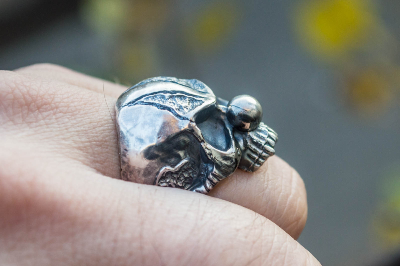 Clown Skull Ring Sterling Silver Unique Handmade Jewelry - vikingworkshop