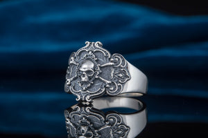 Jolly Roger Ring Sterling Silver Unique Handmade Jewelry - vikingworkshop