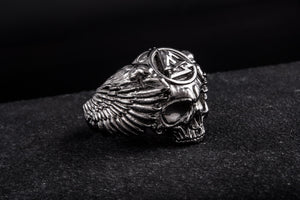 Odin Ring with Valknut Symbol Ring Ruthenium Plated Sterling Silver Unique Black Limited Edition Jewelry - vikingworkshop