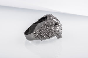 Odin Ring with Valknut Symbol Ring Ruthenium Plated Sterling Silver Unique Black Limited Edition Jewelry - vikingworkshop